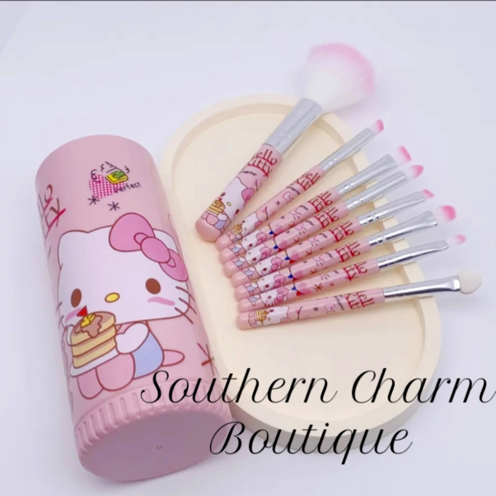 🆕8 Piece Hello Kitty Makeup Brush Set